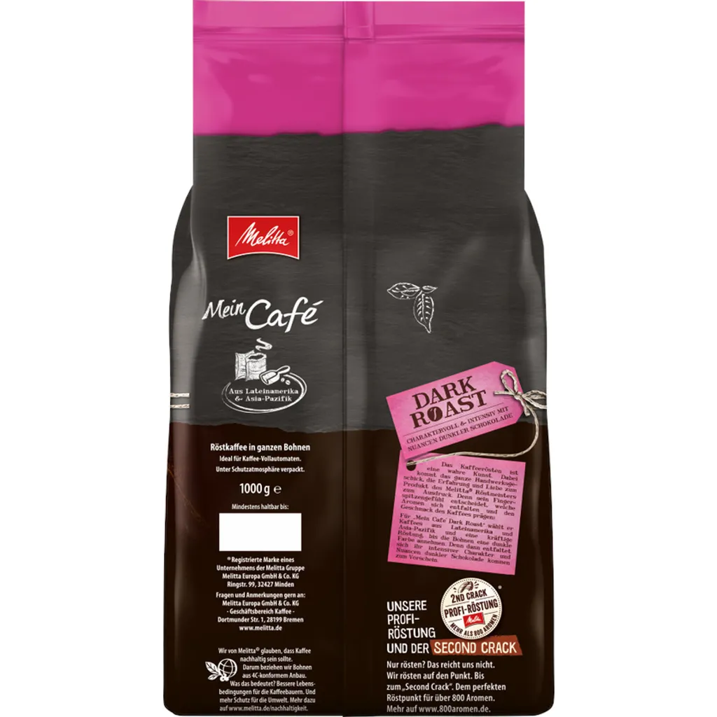MELITTA Ganze Kaffeebohnen Mein Café Dark Roast 8x1 Kg Charaktervoll Intensiv 5 MELITTA Ganze Kaffeebohnen Mein Café Dark Roast 8x1 Kg Charaktervoll Intensiv – Bild 4