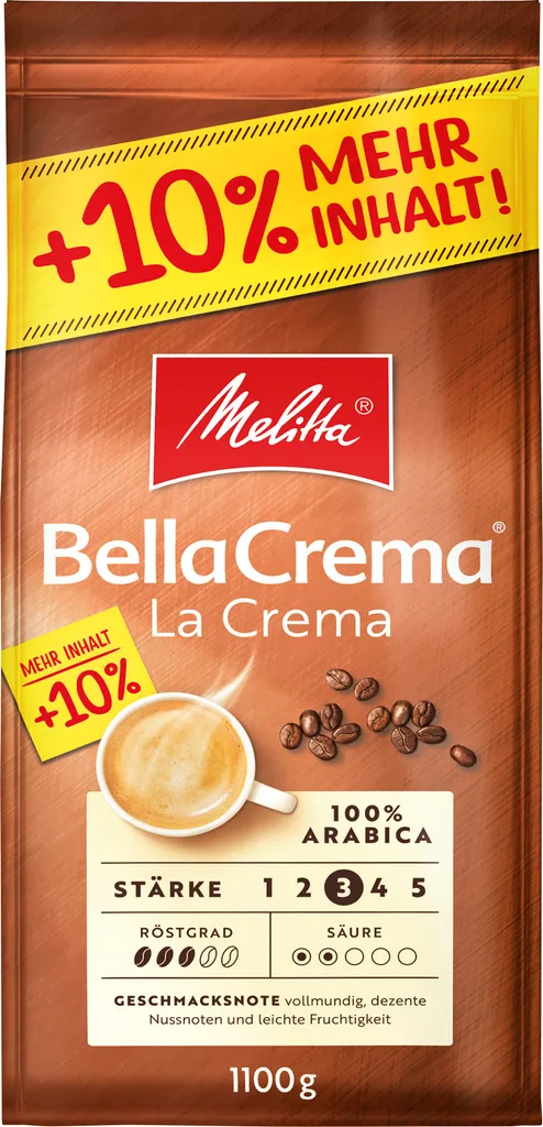 MELITTA Ganze Kaffeebohnen BellaCrema LaCrema 1100 G Vollmundig Ausgewogen 4 MELITTA Ganze Kaffeebohnen BellaCrema LaCrema 1100 G Vollmundig Ausgewogen – Bild 2