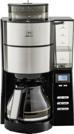MELITTA 1021-02 Aroma Fresh Kaffeeautomat Mit Timer Und Mahlwerk Schwarz, Farbe:Schwarz