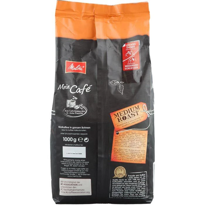 Melitta Kaffee Mein Café Medium Roast, Ganze Bohnen, Mild, 1kg 4 Melitta Kaffee Mein Café Medium Roast, Ganze Bohnen, Mild, 1kg – Bild 3