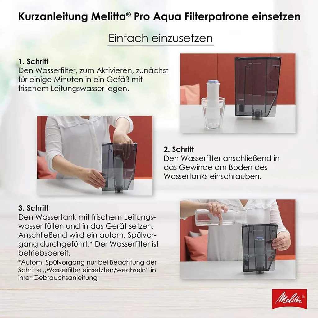 3x Melitta 224562 Filterpatrone Für Kaffeevollautomaten Pro Aqua Vorbeugung Von Verkalkung, Einfache Anwendung, 3 Patronen 8 3x Melitta 224562 Filterpatrone Für Kaffeevollautomaten Pro Aqua Vorbeugung Von Verkalkung, Einfache Anwendung, 3 Patronen – Bild 6