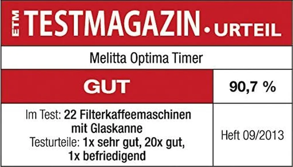 Melitta Optima Timer 100801 Bk, Filterkaffeemaschine Mit Glaskanne Und Timer-Funktion, Abnehmbarer Wassertank, Schwarz 10 Melitta Optima Timer 100801 Bk, Filterkaffeemaschine Mit Glaskanne Und Timer-Funktion, Abnehmbarer Wassertank, Schwarz – Bild 8