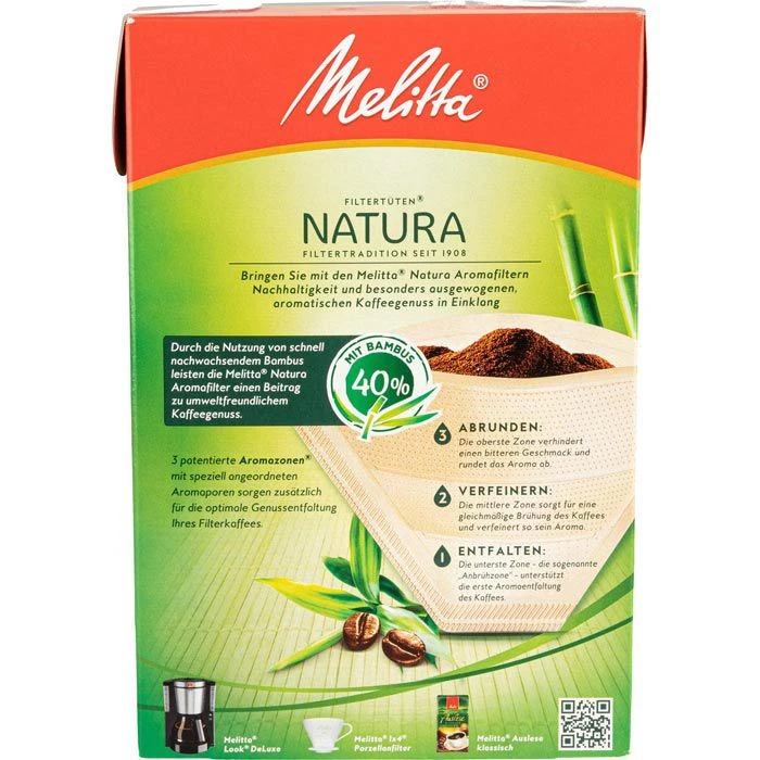 Melitta Filtertüten Natura 1x4, Größe 4, Zellstoff / Bambus, Naturbraun, 80 Stück – Bild 4