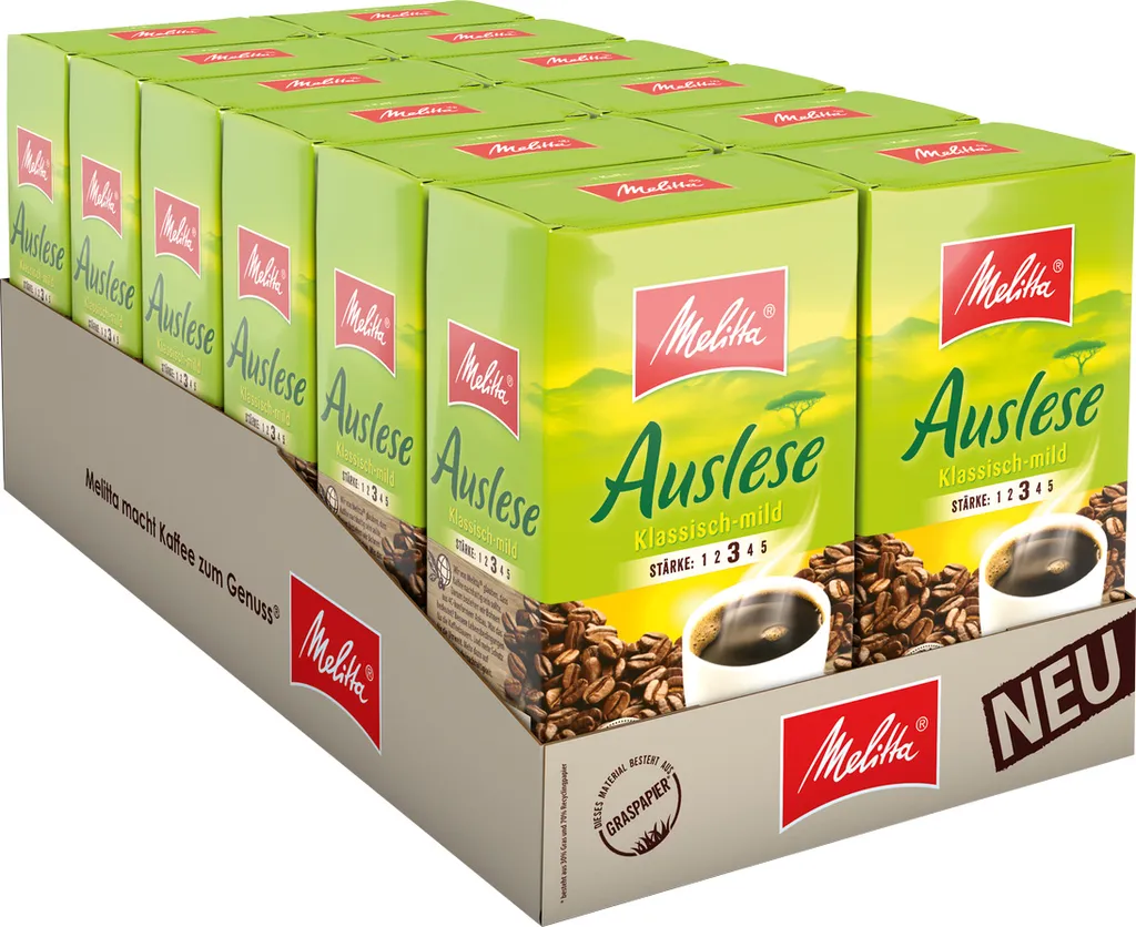 MELITTA Filterkaffee Auslese Klassisch-mild Gemahlener Röstkaffee 12x500g 3 MELITTA Filterkaffee Auslese Klassisch-mild Gemahlener Röstkaffee 12x500g