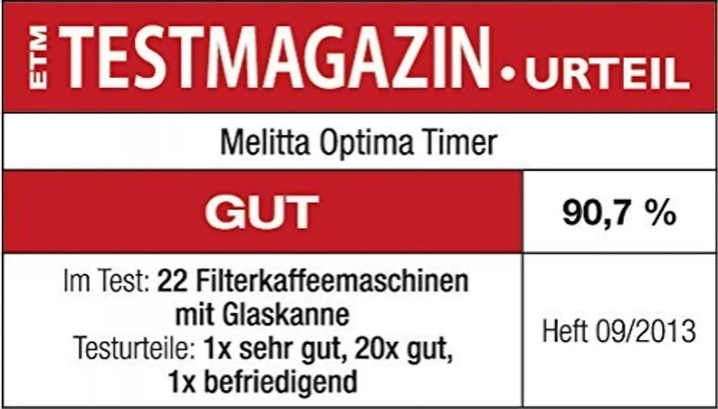 Melitta Optima Timer 100801 Bk, Filterkaffeemaschine Mit Glaskanne Und Timer-Funktion, Abnehmbarer Wassertank, Schwarz 13 Melitta Optima Timer 100801 Bk, Filterkaffeemaschine Mit Glaskanne Und Timer-Funktion, Abnehmbarer Wassertank, Schwarz – Bild 11